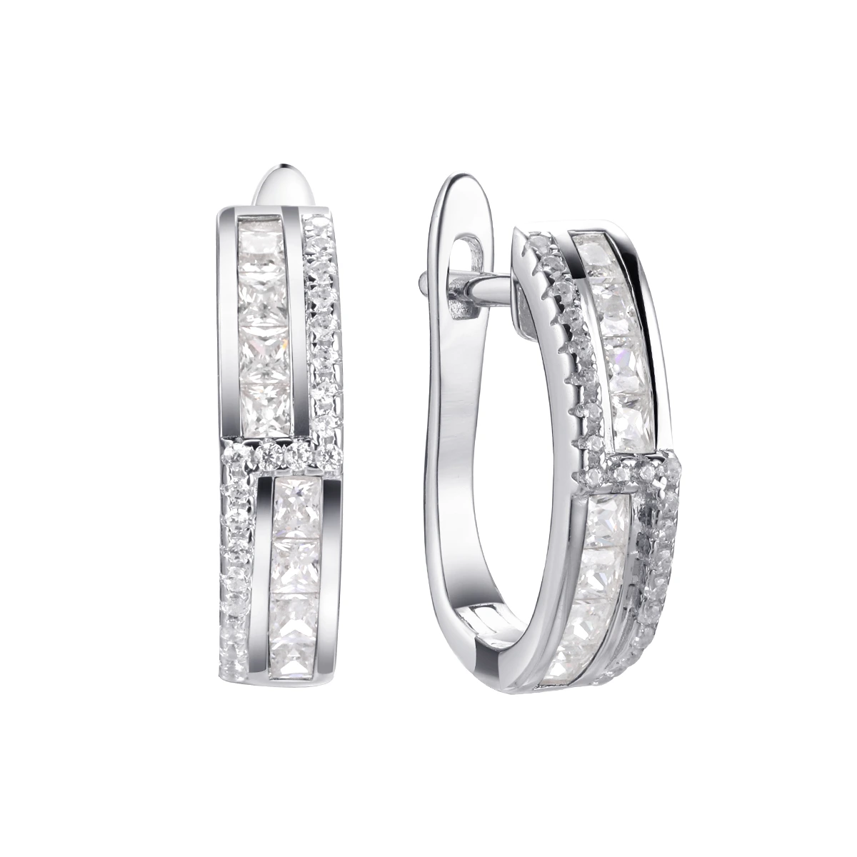 Серьги из серебра с фианитами