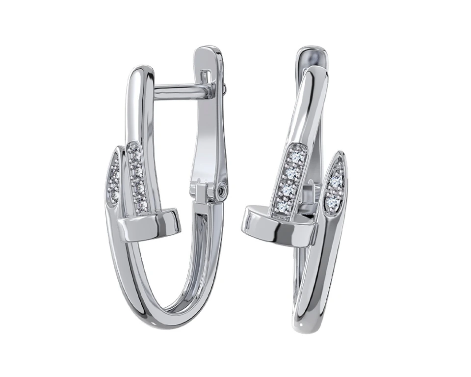 Серьги из серебра с фианитами