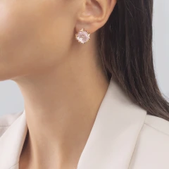 Серьги из красного золота с кварцем