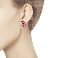 Серьги из красного золота с корундами