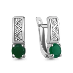 Серьги из серебра с агатами и фианитами