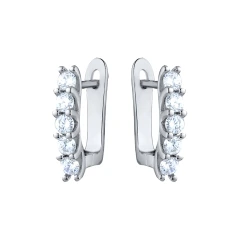 Серьги из серебра с фианитами