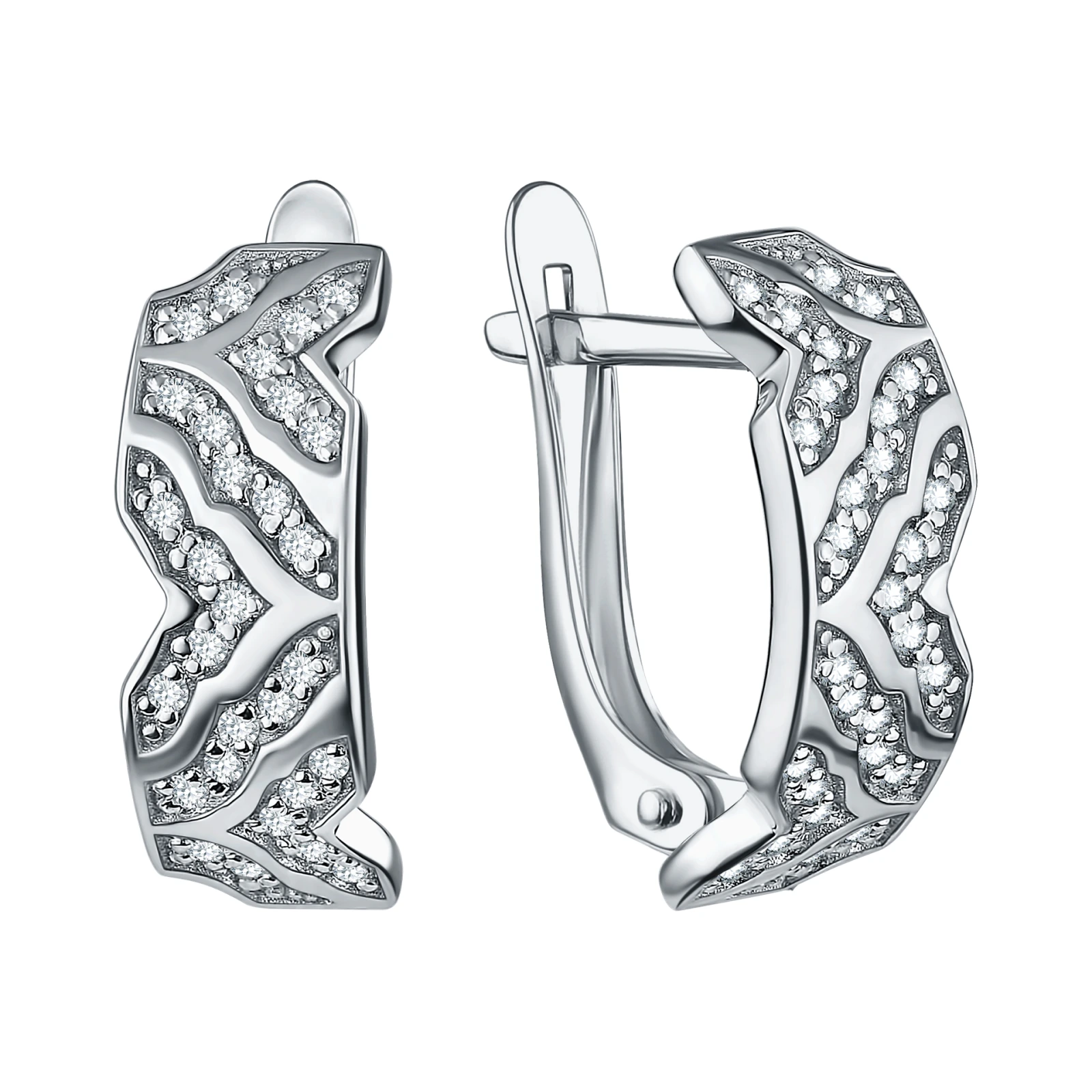 Серьги из серебра с фианитами