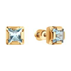 Серьги пусеты из красного золота с топазами