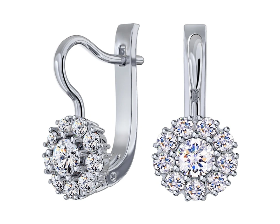 Серьги из серебра с фианитами