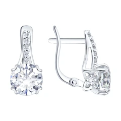 Серьги из серебра с фианитами