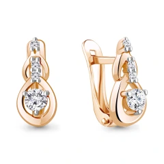 Серьги из красного золота 585 пробы с фианитами