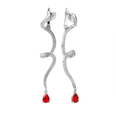 Серьги из серебра с фианитами и ситаллами