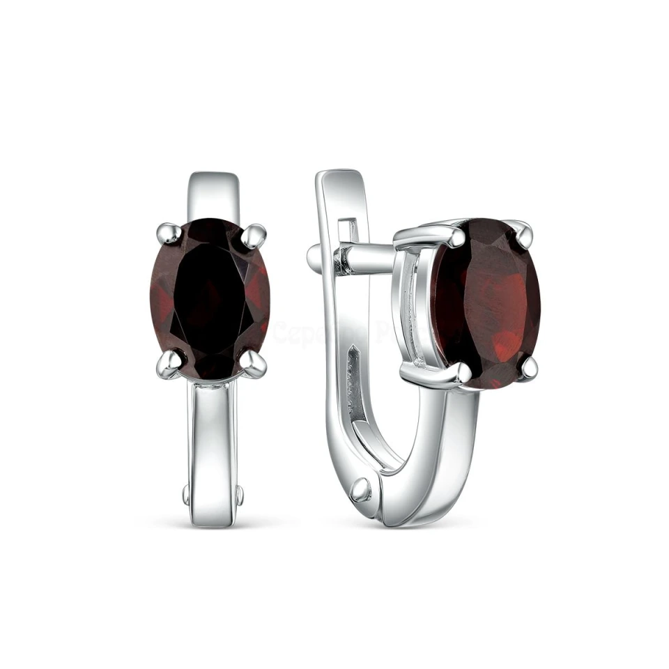 Серьги из серебра с гранатами