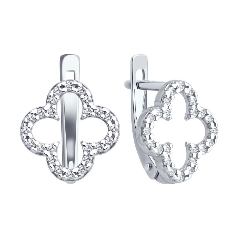 Серьги из серебра с фианитами