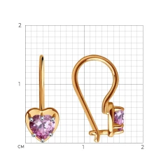 Серьги из красного золота с фианитами