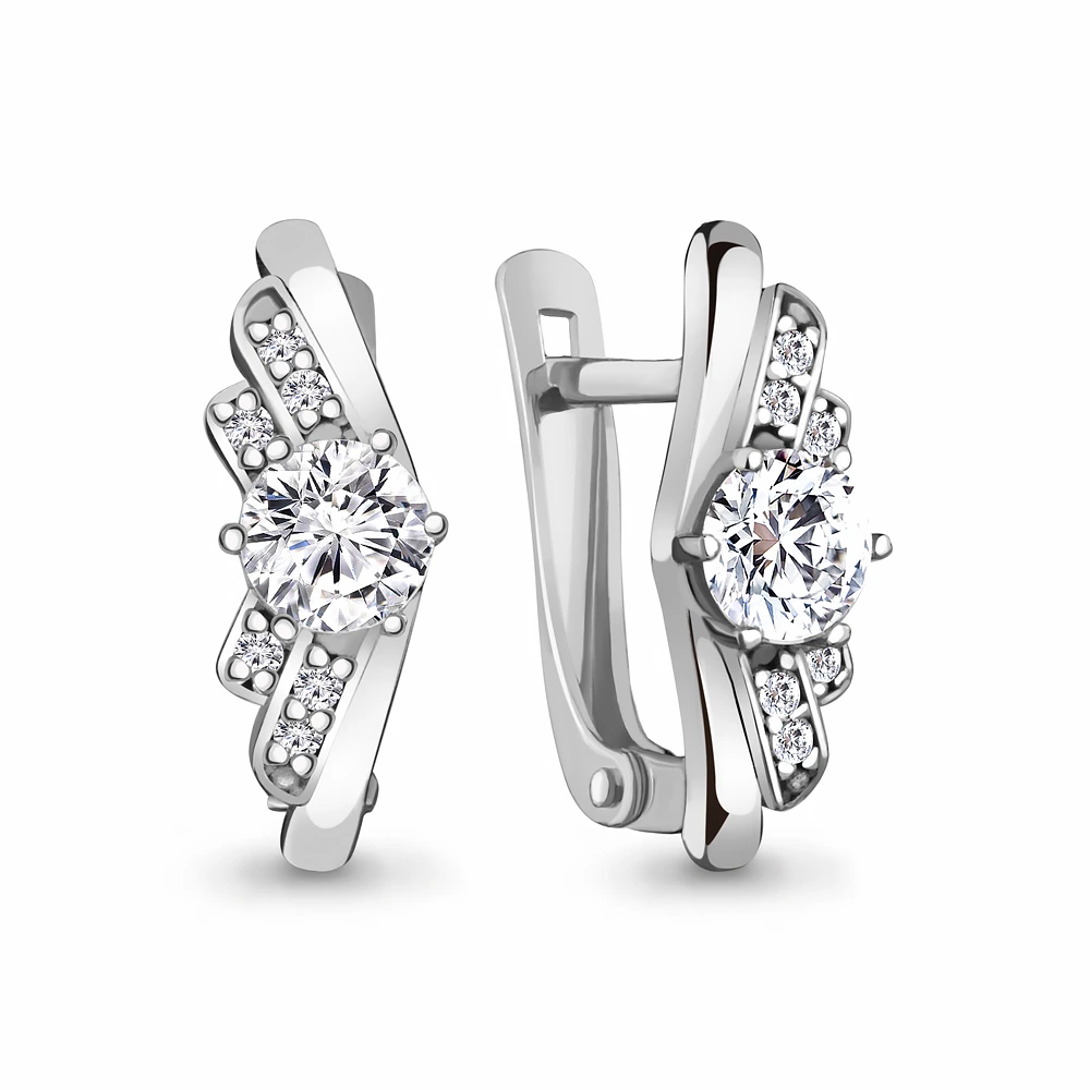 Серьги из серебра с фианитами