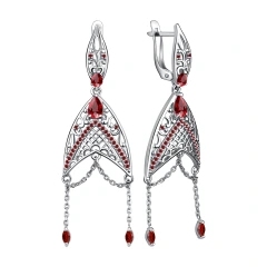 Серьги из серебра с фианитами