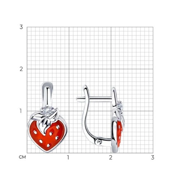 Серьги из серебра с эмалью и фианитами