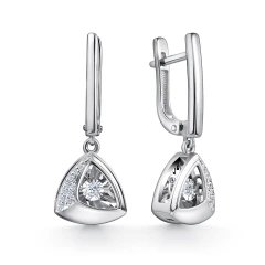 Серьги из белого золота с танцующим бриллиантом
