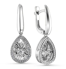 Серьги из белого золота с танцующим бриллиантом