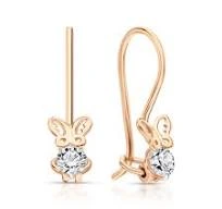 Серьги из красного золота с фианитами