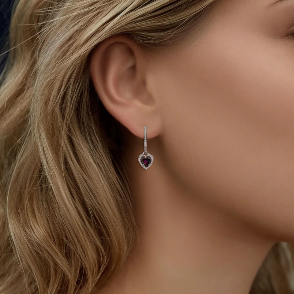 Серьги из серебра с фианитами и кварцем