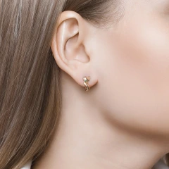 Серьги «Лисички» из красного золота 585 пробы с фианитами
