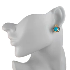 Серьги из красного золота с бирюзой и фианитами
