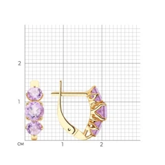 Серьги из красного золота с аметистами