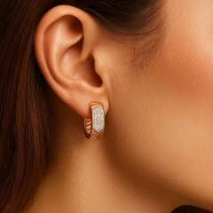 Серьги конго из красного золота с фианитами