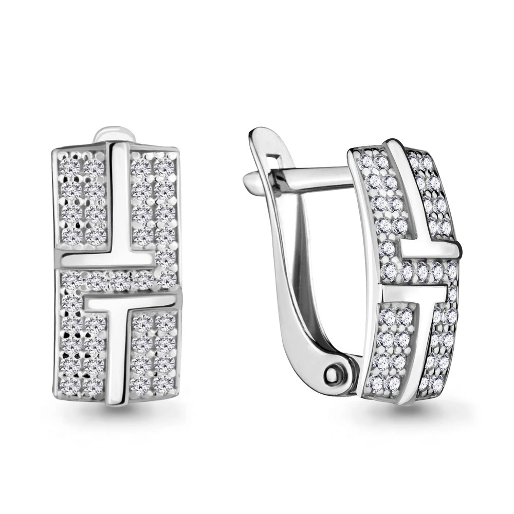Серьги из серебра с фианитами