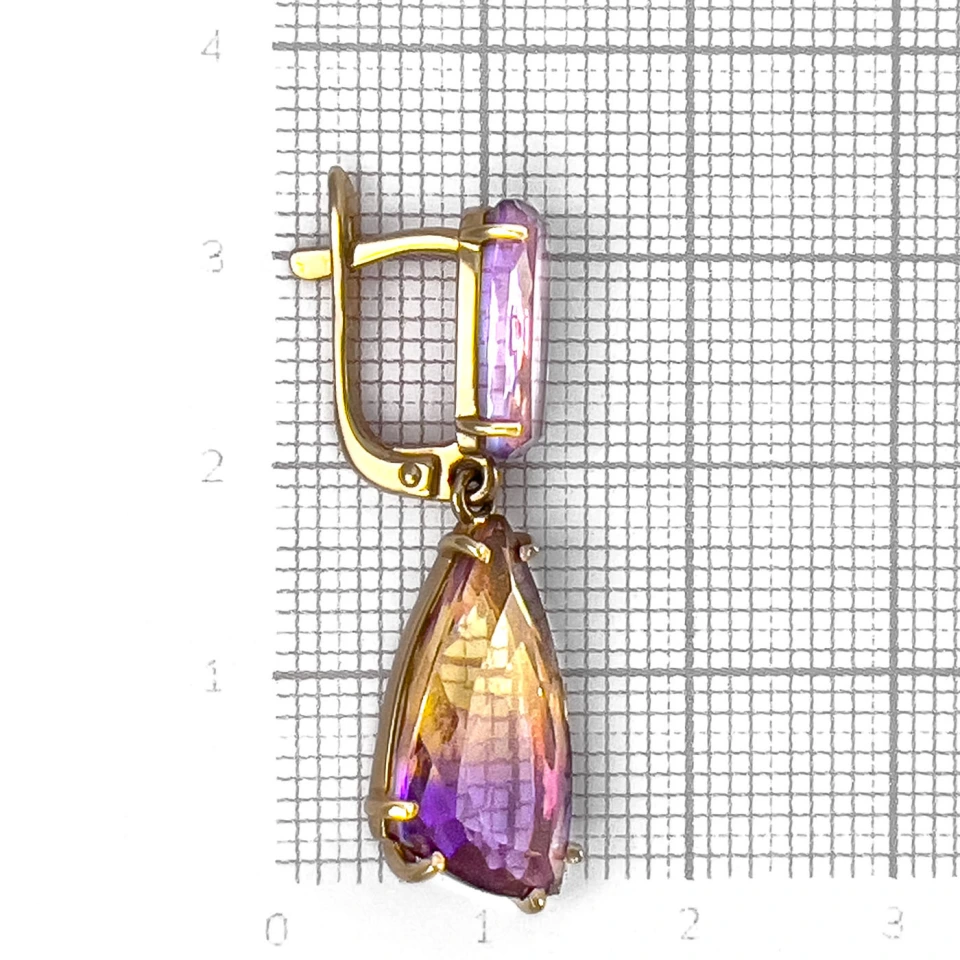 Серьги из золота с аметрином и аметистом