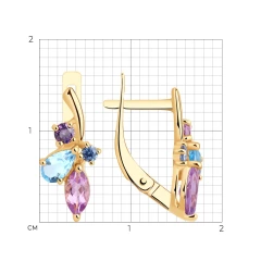 Серьги из красного золота с миксом камней