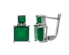 Серьги из серебра с агатами и цирконием