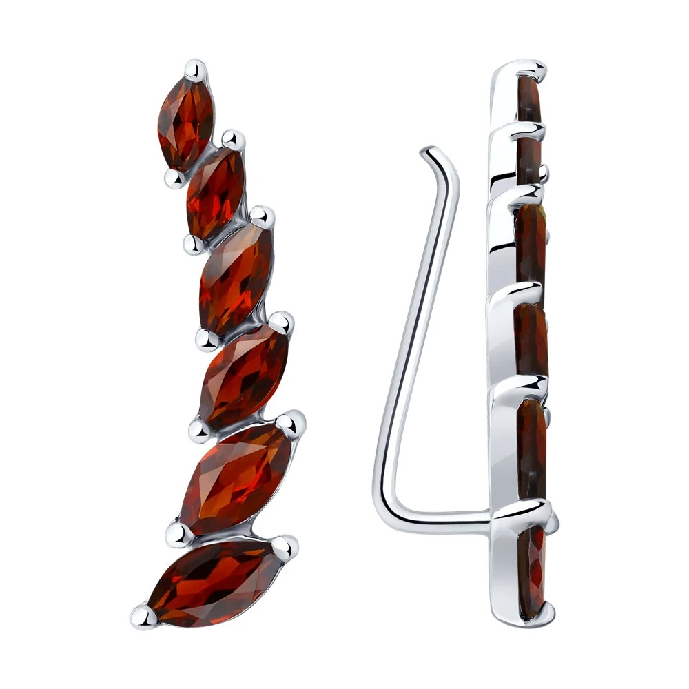 Серьги из серебра с гранатом