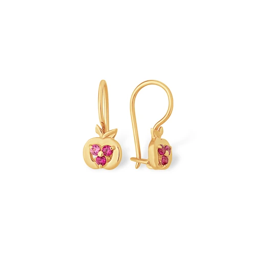 Серьги из красного золота 585 пробы с фианитами