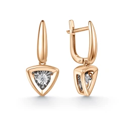Серьги из красного золота с танцующим бриллиантом