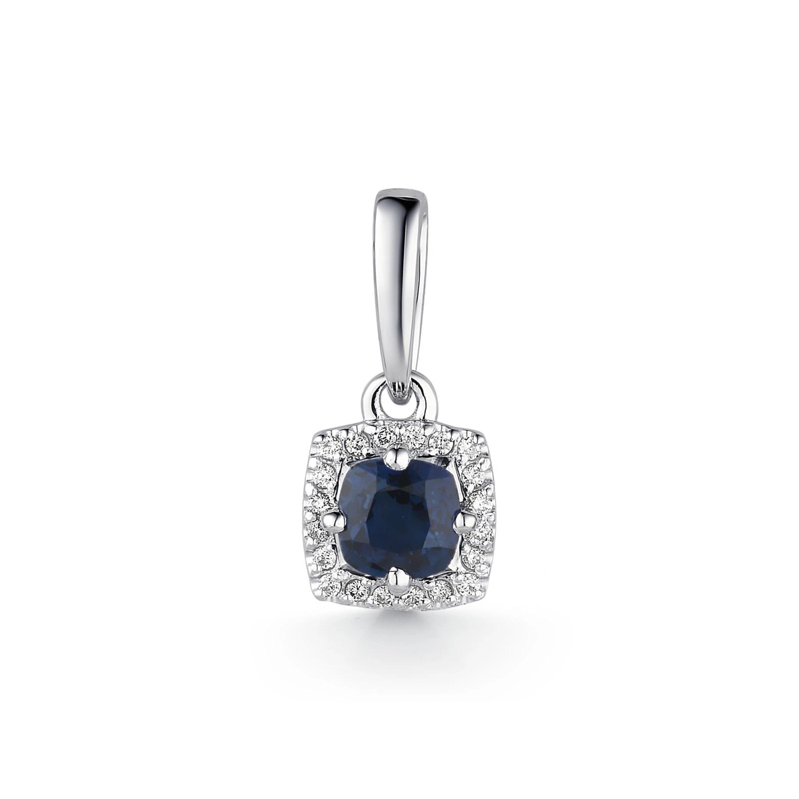 Подвеска из белого золота с сапфиром и бриллиантами