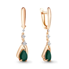 Серьги из красного золота с агатами и фианитами