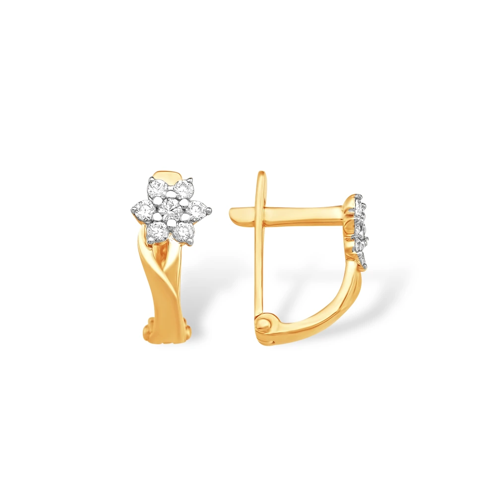 Серьги из красного золота 585 пробы с фианитами