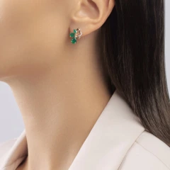 Серьги из красного золота с агатами и фианитами