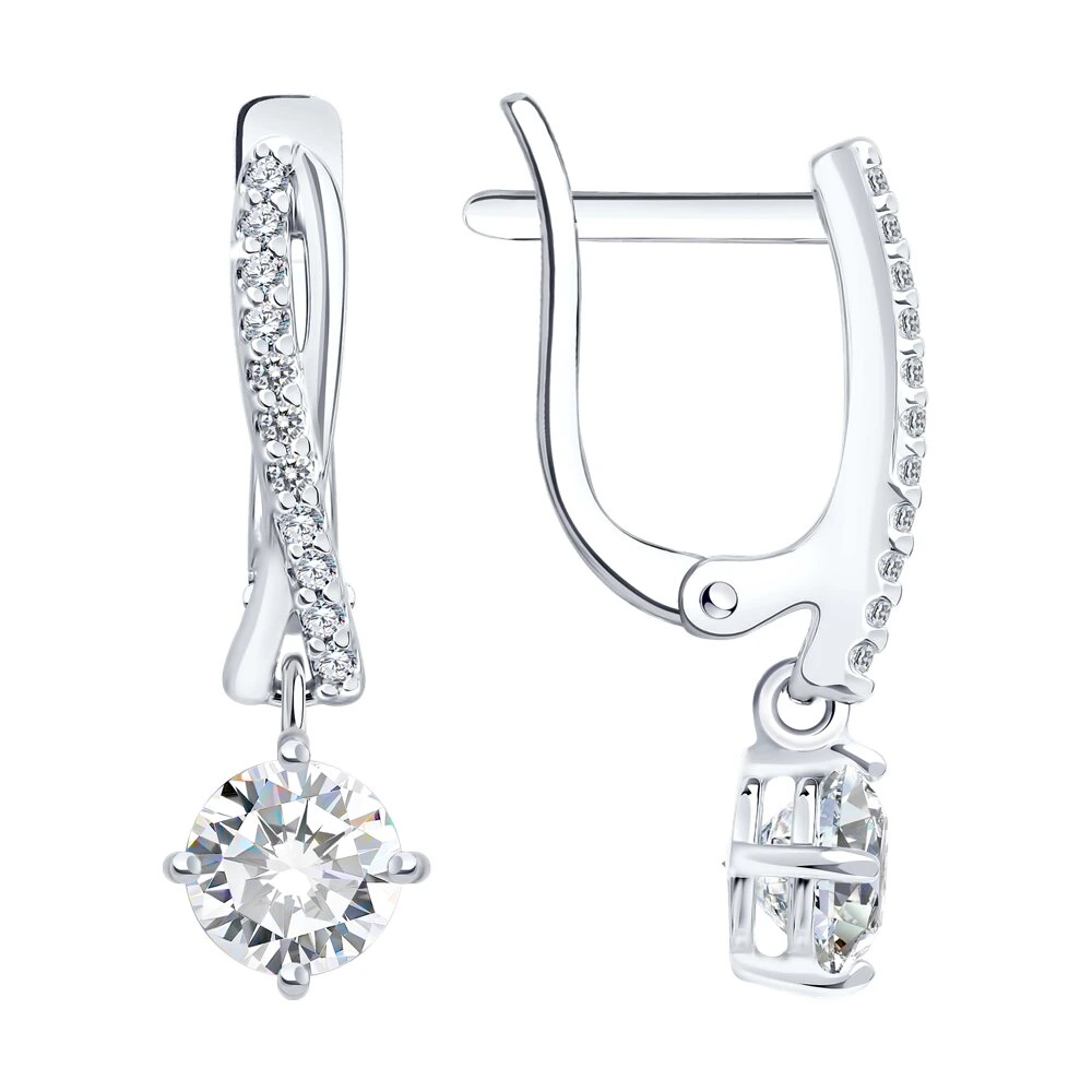 Серьги из серебра с фианитами