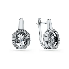 Серьги из белого золота с танцующим бриллиантом