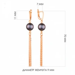 Серьги из красного золота с жемчугом