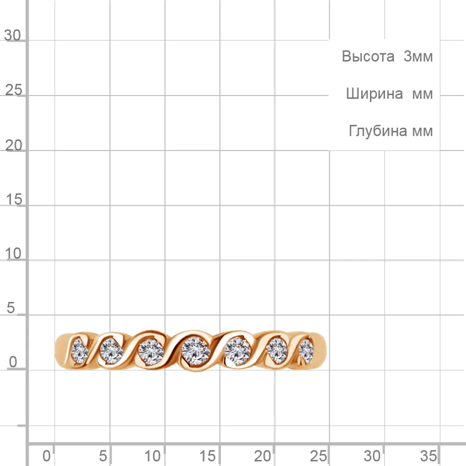Кольцо из красного золота с фианитами