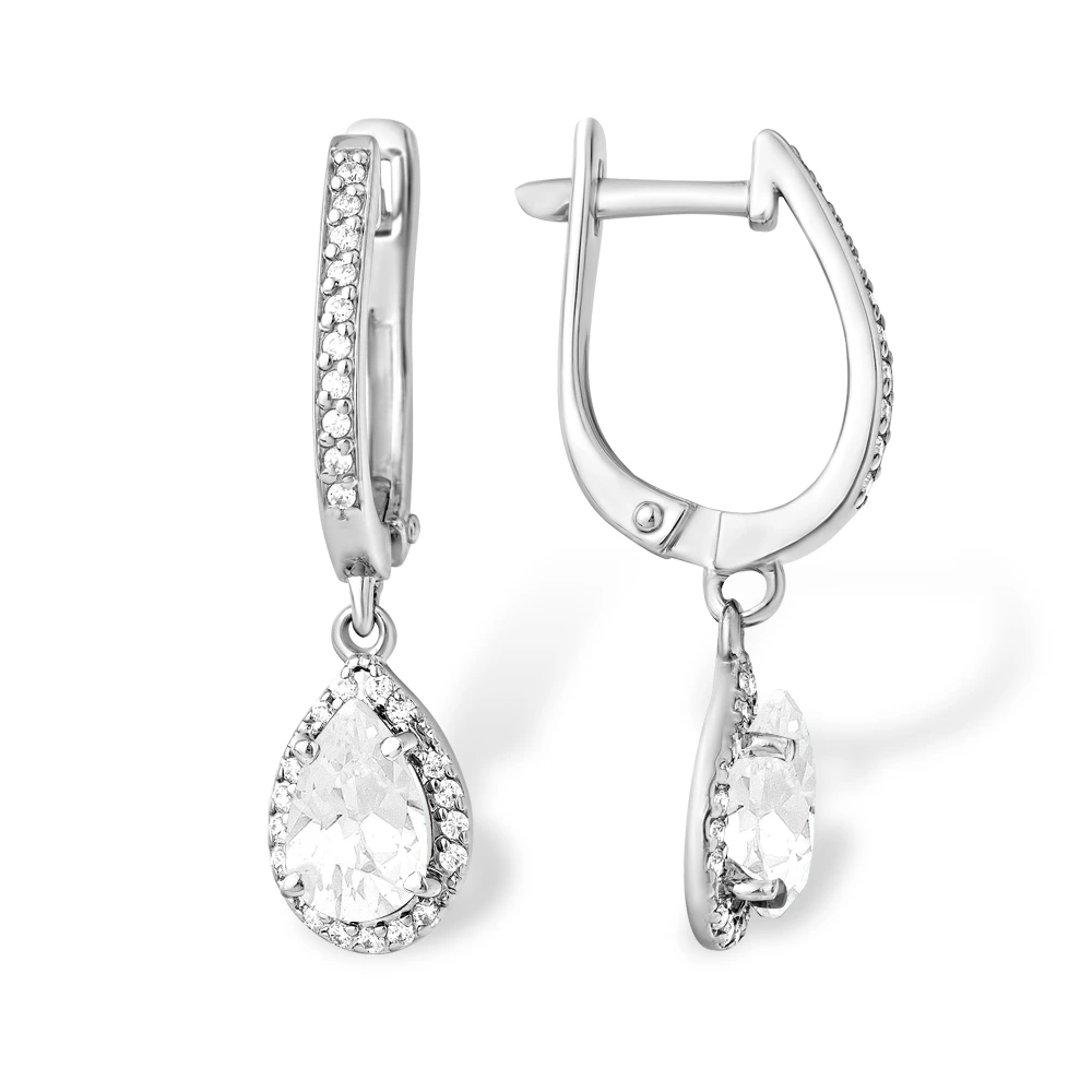 Серьги из серебра с фианитами