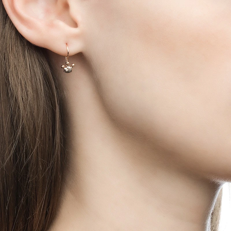 Серьги «Корона» из красного золота 585 пробы
