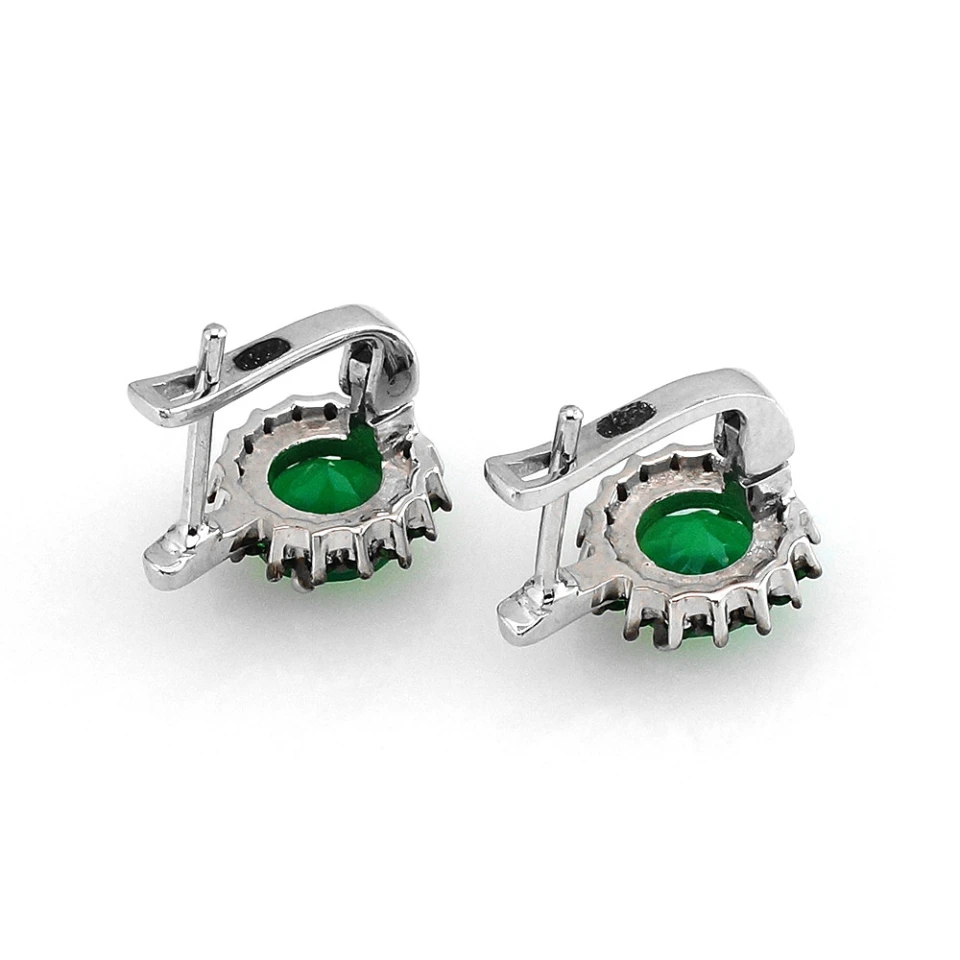 Серьги из серебра с агатом и цирконием