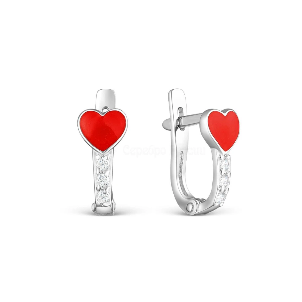 Серьги из серебра с эмалью и фианитами