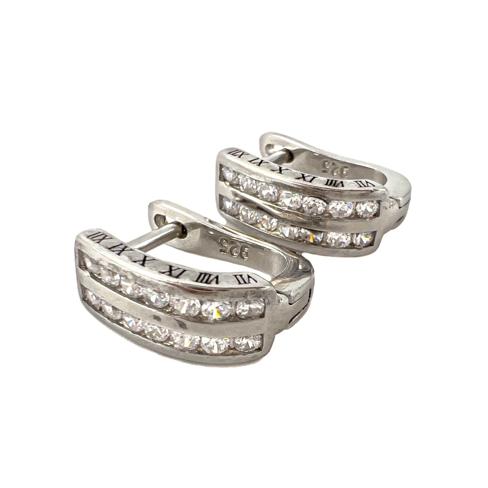 Серьги из серебра с фианитами