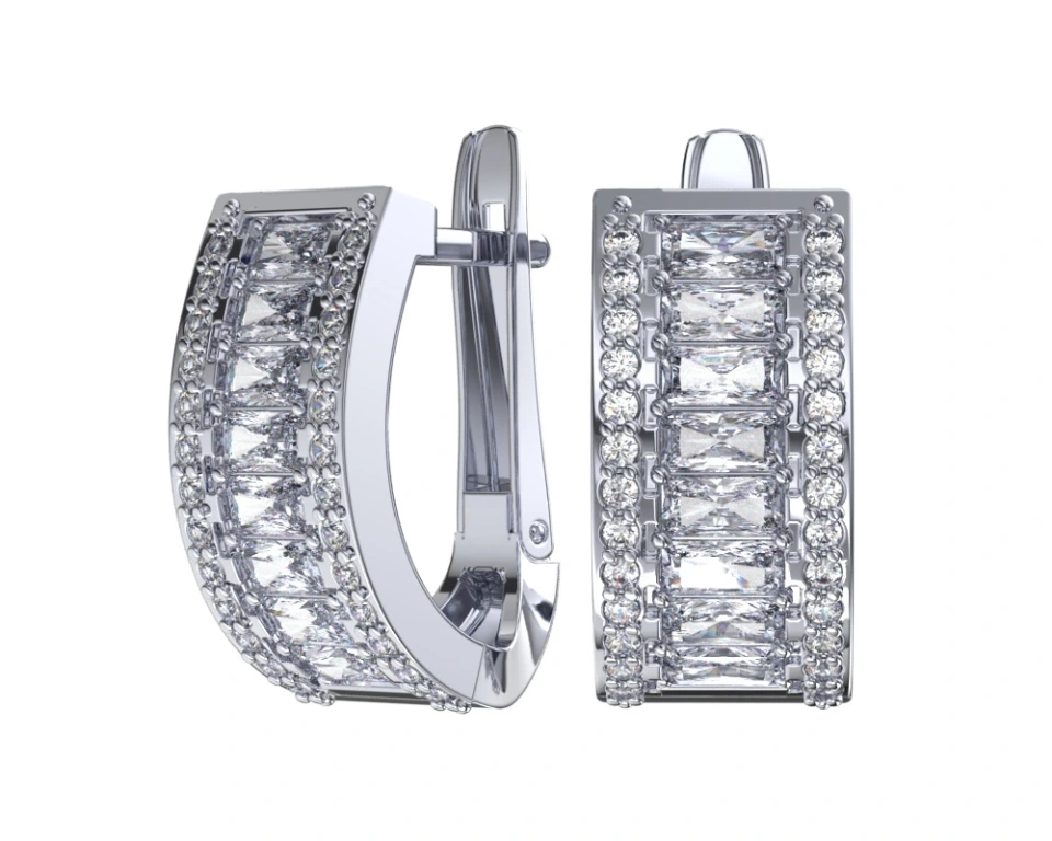 Серьги из серебра с фианитами