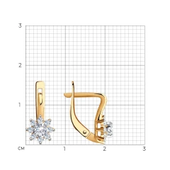 Серьги из красного золота 585 пробы с фианитами