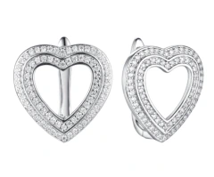 Серьги из серебра с фианитами «Сердце»
