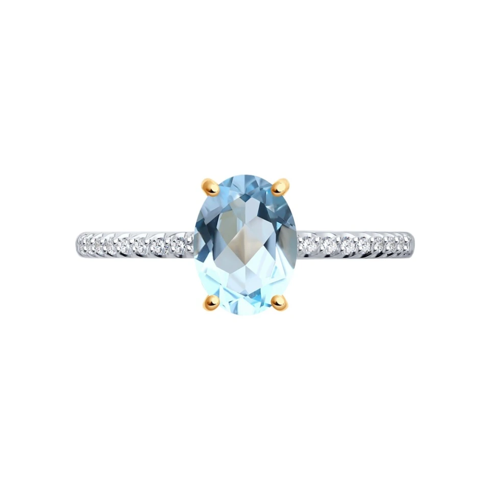 Кольцо из красного золота с топазом и фианитами